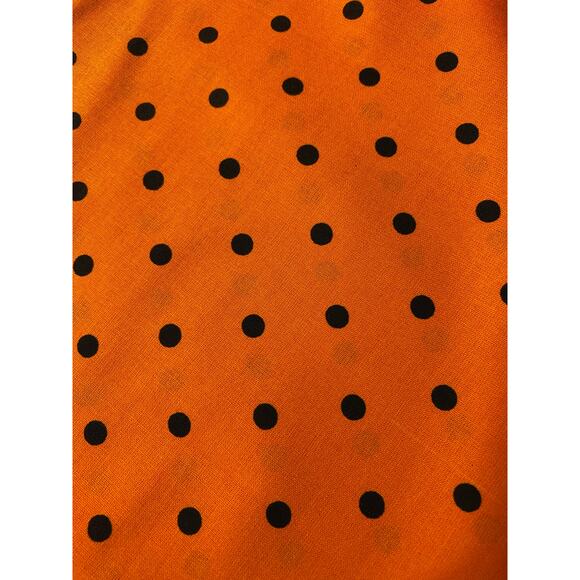 Orange Cotton Fabric w/ Black Polka Dots DAVID TEXTILES Halloween Dot 3 YARDS - Picture 1 of 3